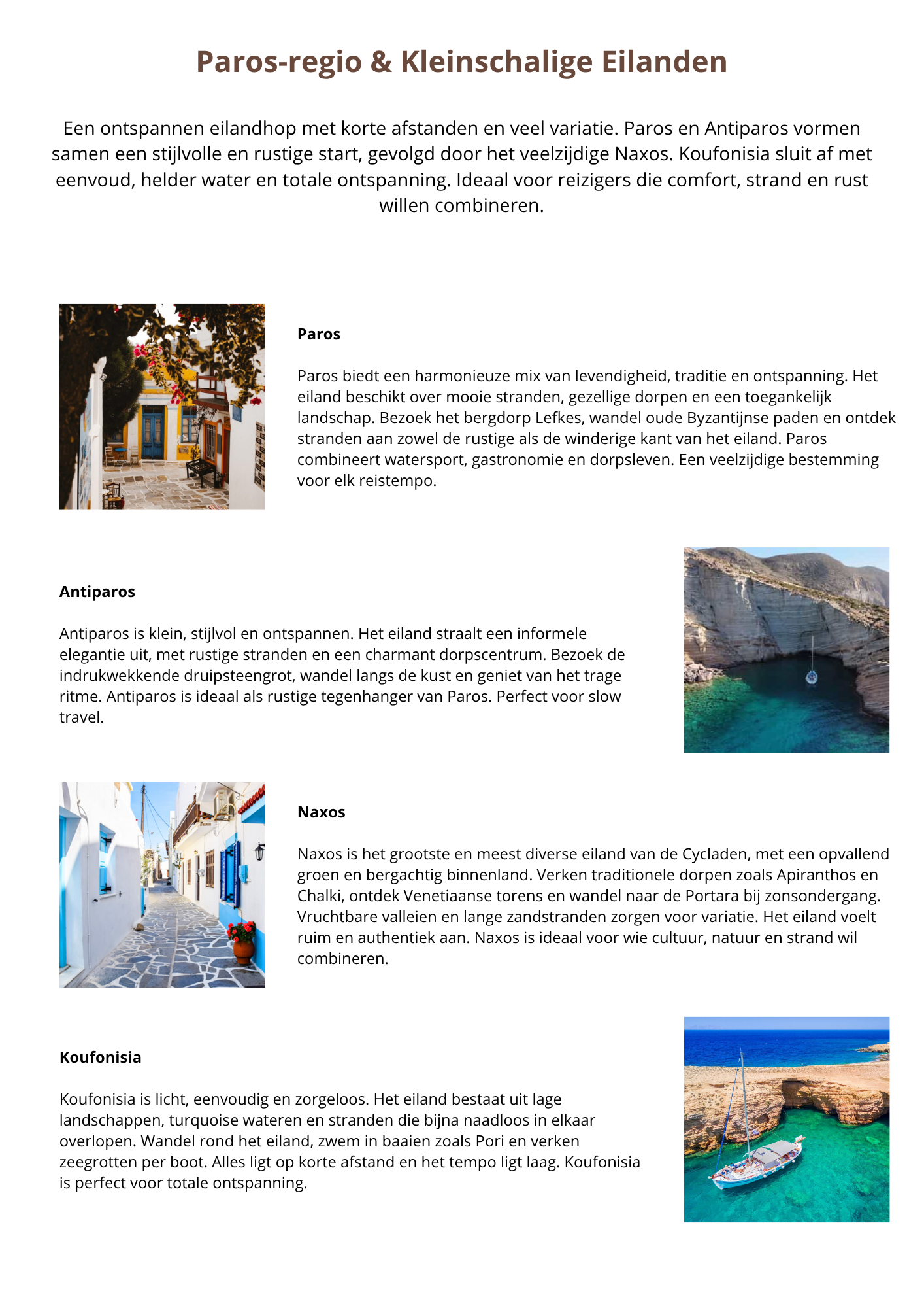 Paros regio  Kleinschalige Eilanden